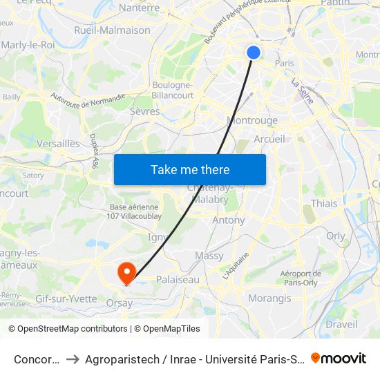 Concorde to Agroparistech / Inrae - Université Paris-Saclay map