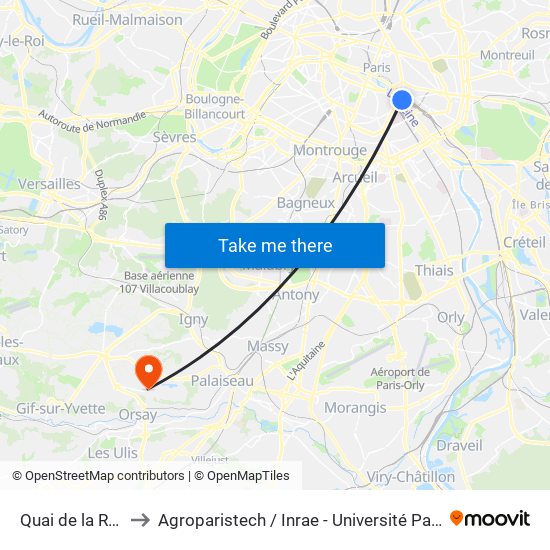 Quai de la Rapée to Agroparistech / Inrae - Université Paris-Saclay map