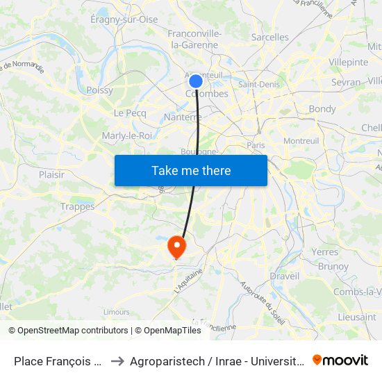 Place François Rabelais to Agroparistech / Inrae - Université Paris-Saclay map