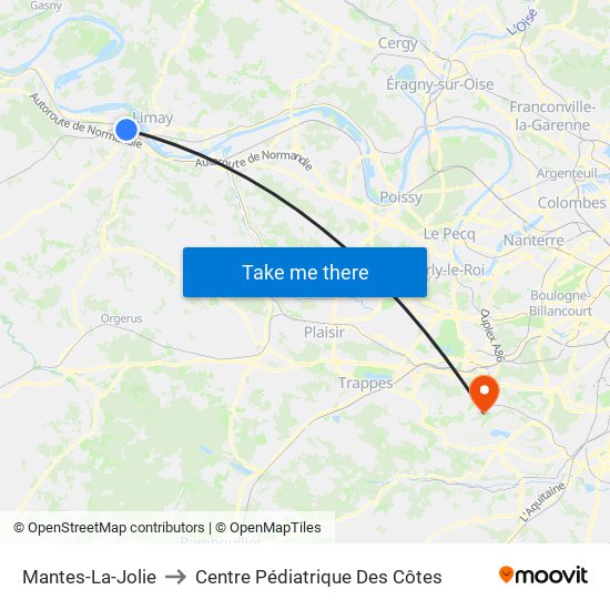 Mantes-La-Jolie to Centre Pédiatrique Des Côtes map