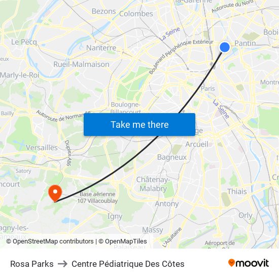 Rosa Parks to Centre Pédiatrique Des Côtes map