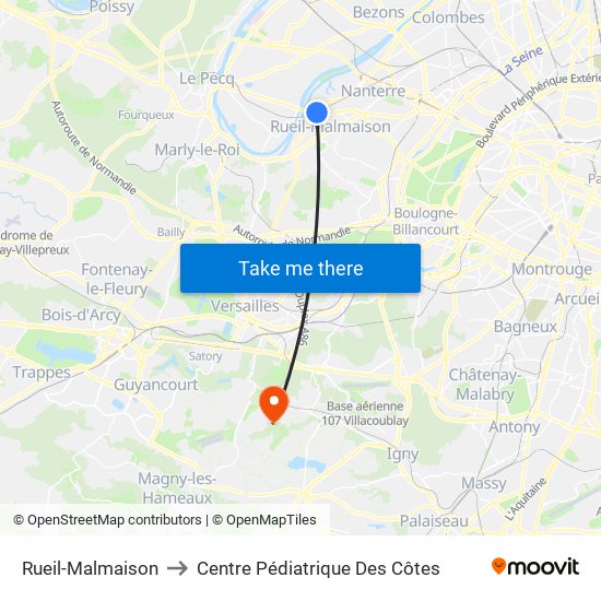 Rueil-Malmaison to Centre Pédiatrique Des Côtes map