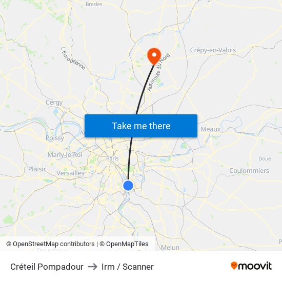 Créteil Pompadour to Irm / Scanner map