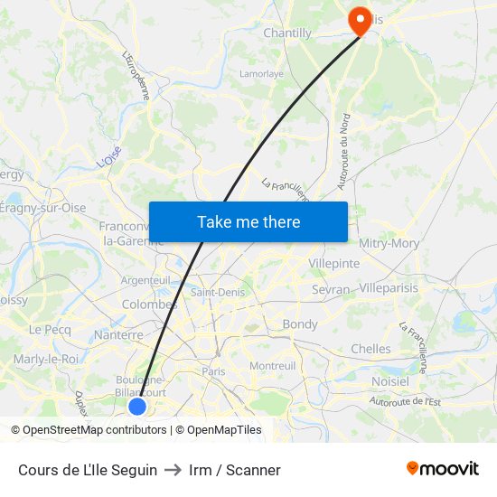 Cours de L'Ile Seguin to Irm / Scanner map