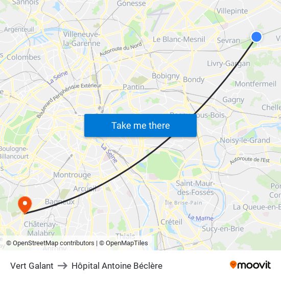 Vert Galant to Hôpital Antoine Béclère map