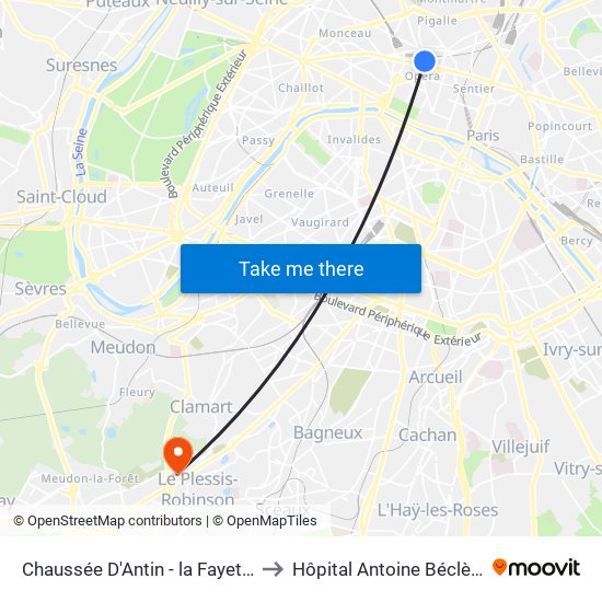 Chaussée D'Antin - la Fayette to Hôpital Antoine Béclère map