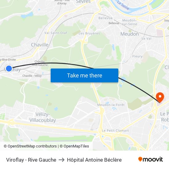 Viroflay - Rive Gauche to Hôpital Antoine Béclère map