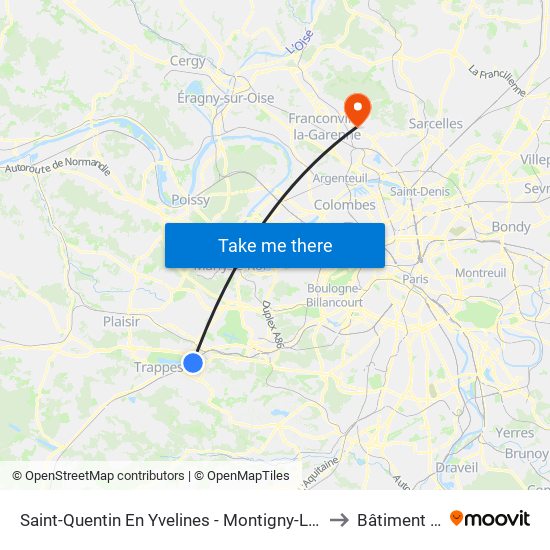 Saint-Quentin En Yvelines - Montigny-Le-Bretonneux to Bâtiment Roux map