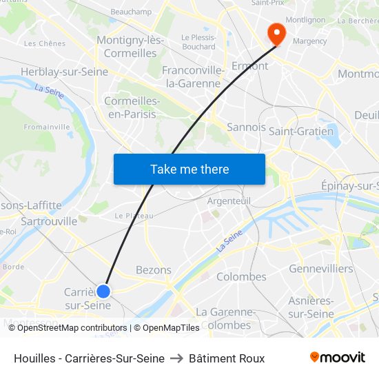 Houilles - Carrières-Sur-Seine to Bâtiment Roux map