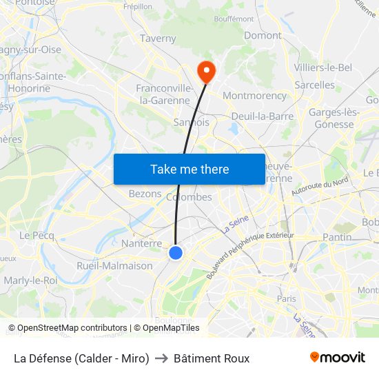 La Défense (Calder - Miro) to Bâtiment Roux map