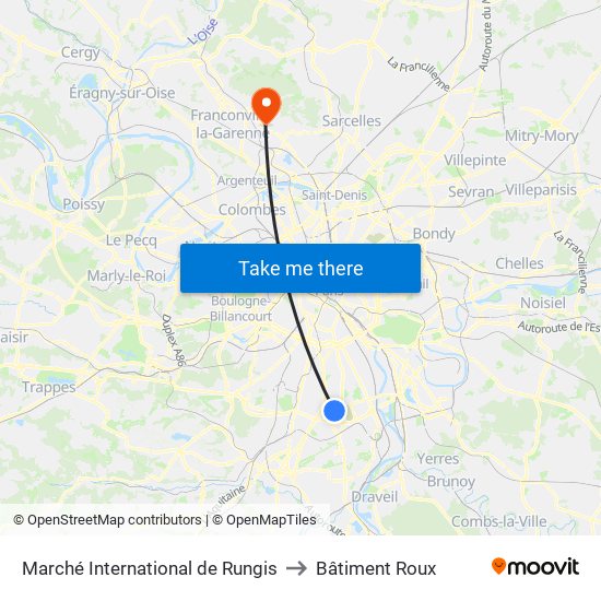 Marché International de Rungis to Bâtiment Roux map