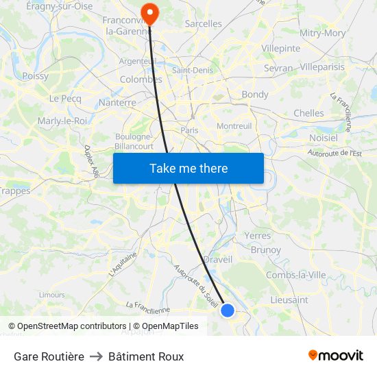 Gare Routière to Bâtiment Roux map