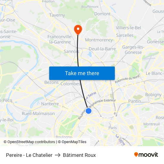 Pereire - Le Chatelier to Bâtiment Roux map