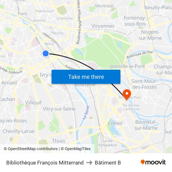 Bibliothèque François Mitterrand to Bâtiment B map