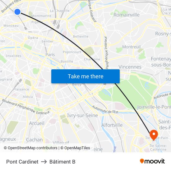 Pont Cardinet to Bâtiment B map