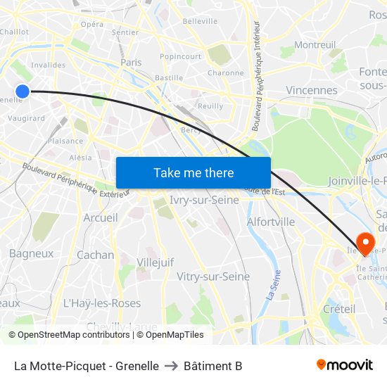 La Motte-Picquet - Grenelle to Bâtiment B map