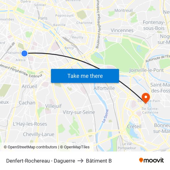 Denfert-Rochereau - Daguerre to Bâtiment B map