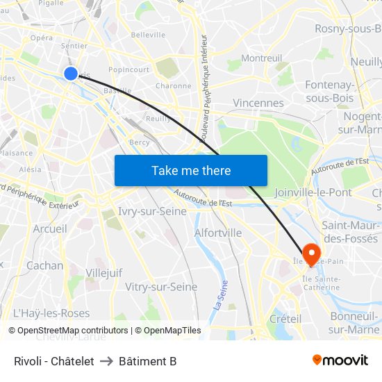 Rivoli - Châtelet to Bâtiment B map