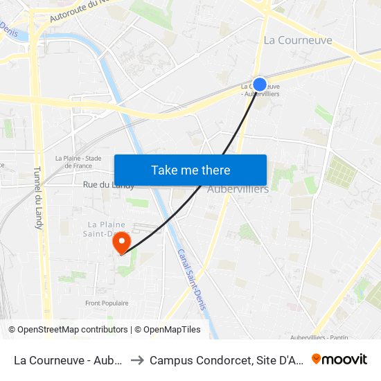 La Courneuve - Aubervilliers to Campus Condorcet, Site D'Aubervilliers map