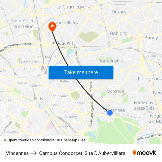 Vincennes to Campus Condorcet, Site D'Aubervilliers map