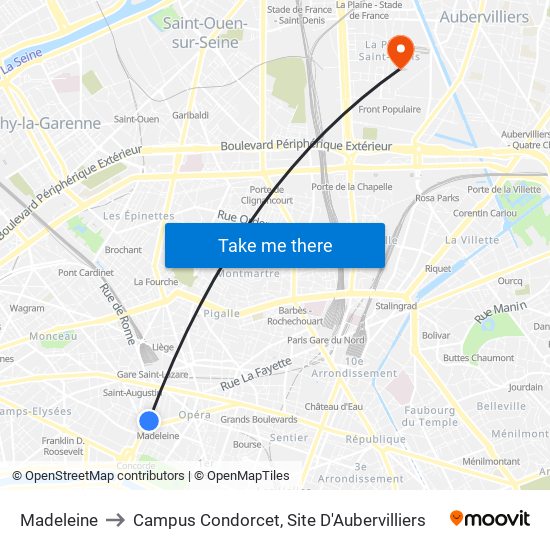 Madeleine to Campus Condorcet, Site D'Aubervilliers map