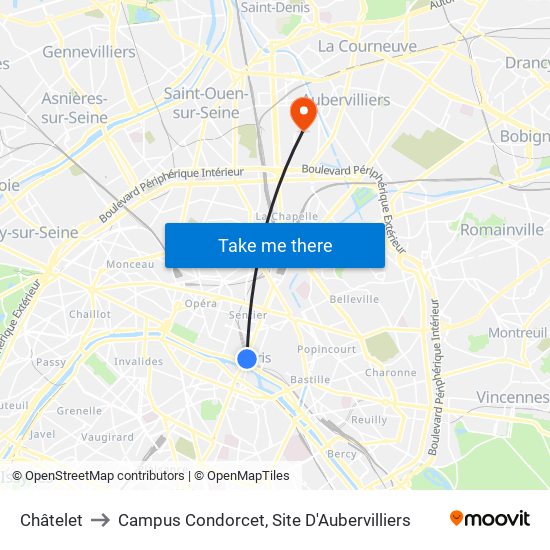 Châtelet to Campus Condorcet, Site D'Aubervilliers map