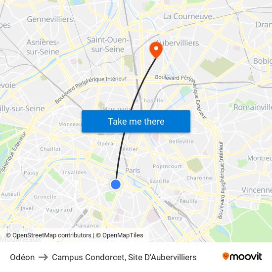 Odéon to Campus Condorcet, Site D'Aubervilliers map