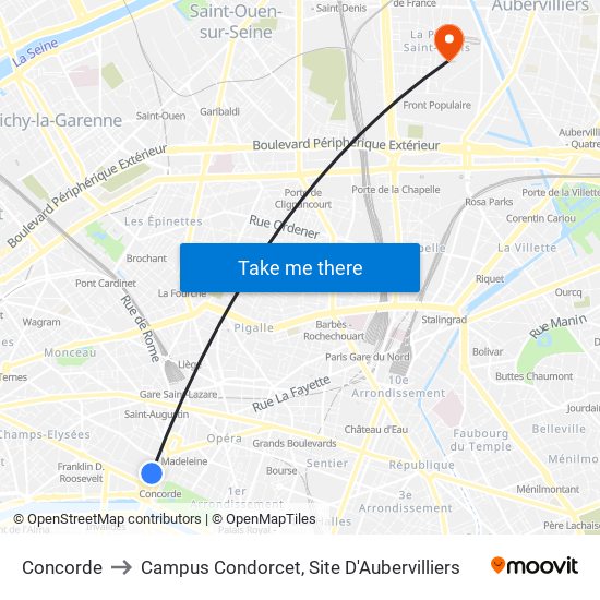 Concorde to Campus Condorcet, Site D'Aubervilliers map