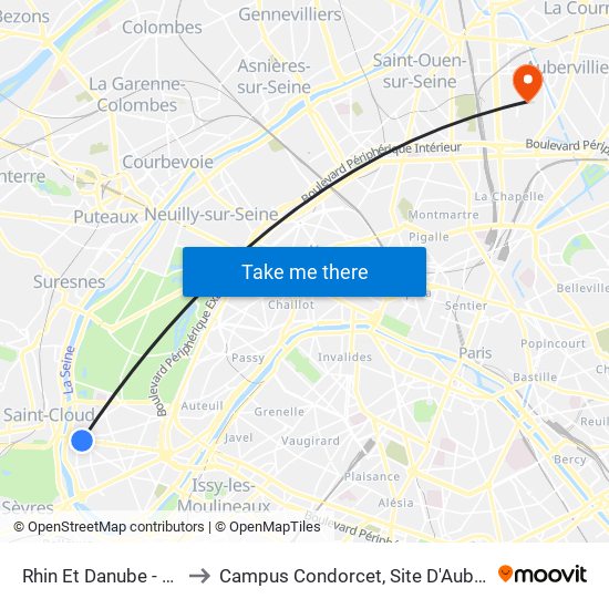 Rhin Et Danube - Métro to Campus Condorcet, Site D'Aubervilliers map