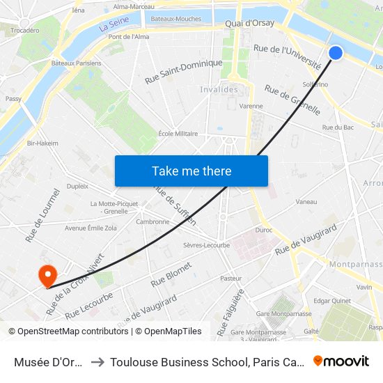 Musée D'Orsay to Toulouse Business School, Paris Campus map