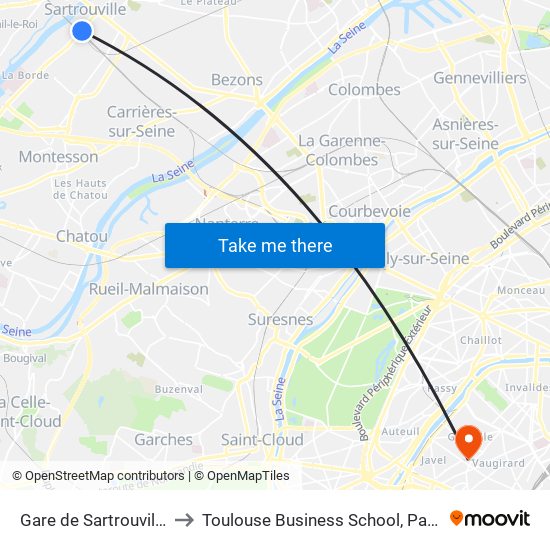 Gare de Sartrouville - RER to Toulouse Business School, Paris Campus map