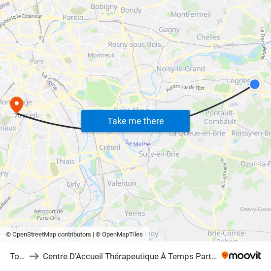 Torcy to Centre D’Accueil Thérapeutique À Temps Partiel Vent du Large map