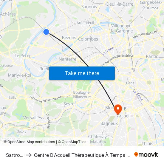 Sartrouville to Centre D’Accueil Thérapeutique À Temps Partiel Vent du Large map