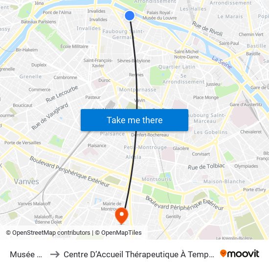 Musée D'Orsay to Centre D’Accueil Thérapeutique À Temps Partiel Vent du Large map