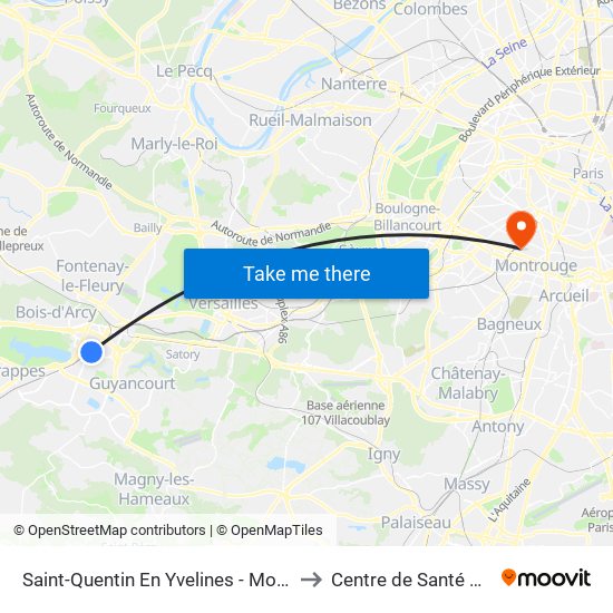 Saint-Quentin En Yvelines - Montigny-Le-Bretonneux to Centre de Santé Marie-Thérèse map