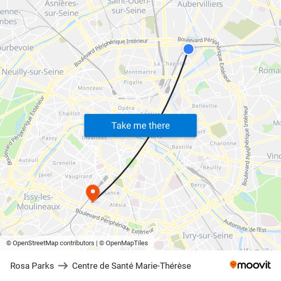 Rosa Parks to Centre de Santé Marie-Thérèse map
