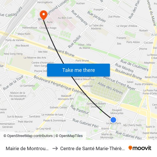 Mairie de Montrouge to Centre de Santé Marie-Thérèse map