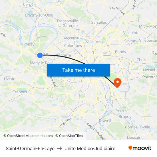 Saint-Germain-En-Laye to Unité Médico-Judiciaire map