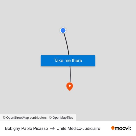 Bobigny Pablo Picasso to Unité Médico-Judiciaire map