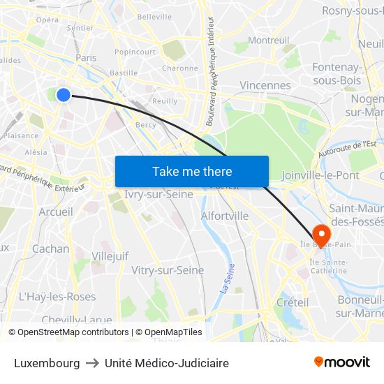 Luxembourg to Unité Médico-Judiciaire map