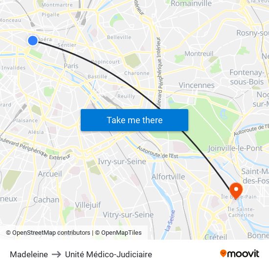 Madeleine to Unité Médico-Judiciaire map