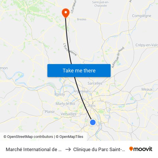 Marché International de Rungis to Clinique du Parc Saint-Lazare map