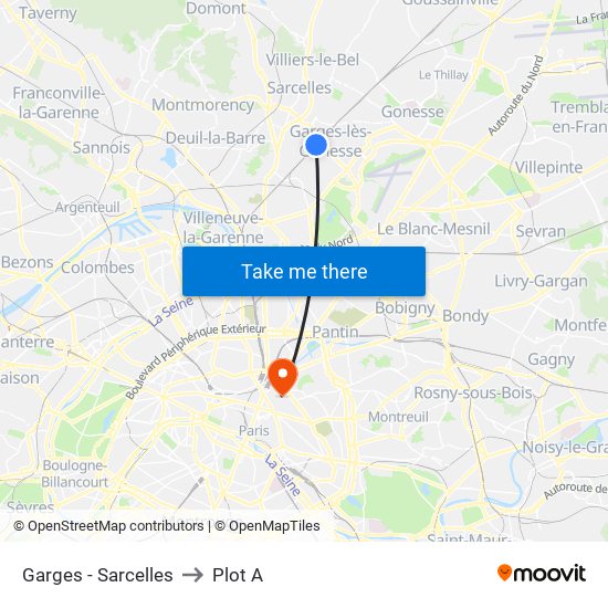 Garges - Sarcelles to Plot A map