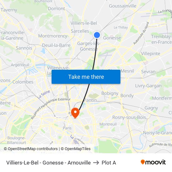 Villiers-Le-Bel - Gonesse - Arnouville to Plot A map
