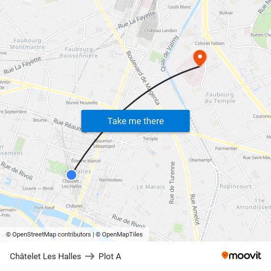 Châtelet Les Halles to Plot A map