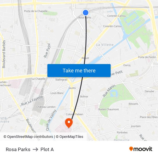 Rosa Parks to Plot A map