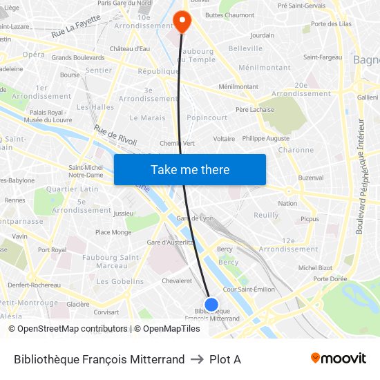 Bibliothèque François Mitterrand to Plot A map