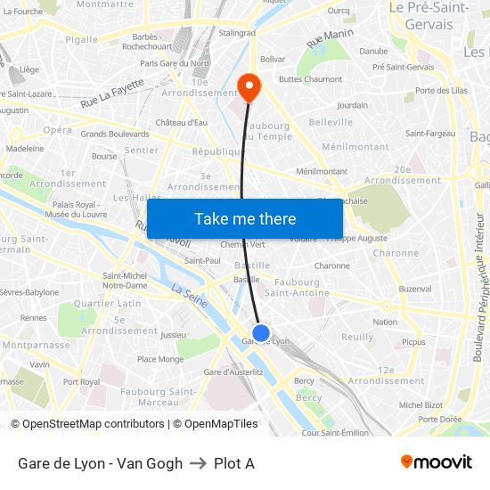 Gare de Lyon - Van Gogh to Plot A map