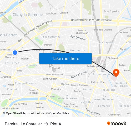 Pereire - Le Chatelier to Plot A map