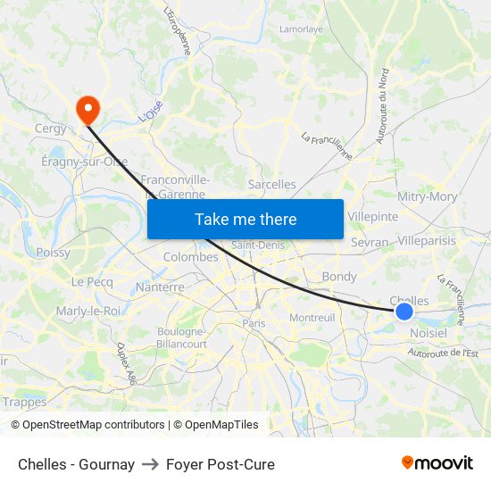 Chelles - Gournay to Foyer Post-Cure map